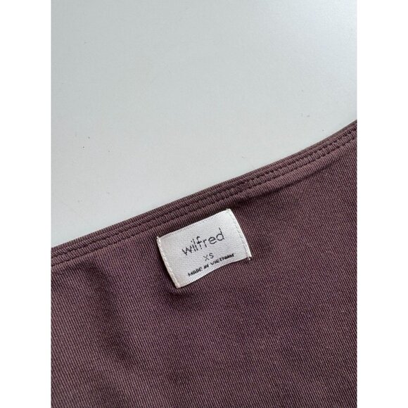 NWT Aritzia WILFRED Lydia Mocha Brown Jersey Ruched Front Mini Dress, Size X - Picture 10 of 16